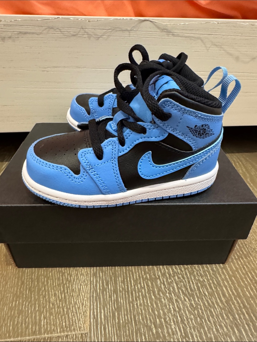 NEW - NWT - Toddler Nike Kids' Air Jordan 1 Mid Blue/Black Casual Sneakers - 7c